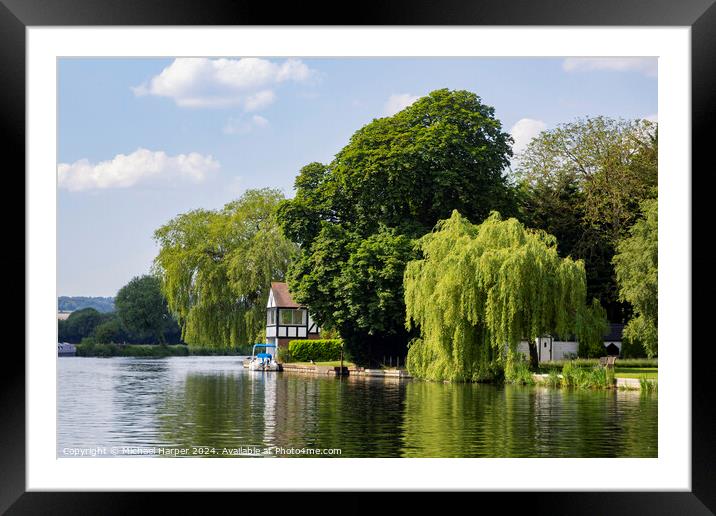 June 2023, Luxury Properties on the banks of the River Thames in Framed Mounted Print by Michael Harper