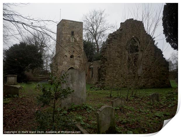The Remains of St Helen's. Print by Mark Ward