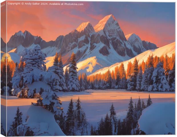 Snow Topped Peaks Canvas Print by Andy Salter