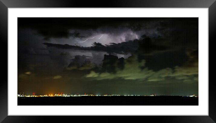 Lightning Crawler Cloud-to-Air Framed Mounted Print by Antonio Ribeiro