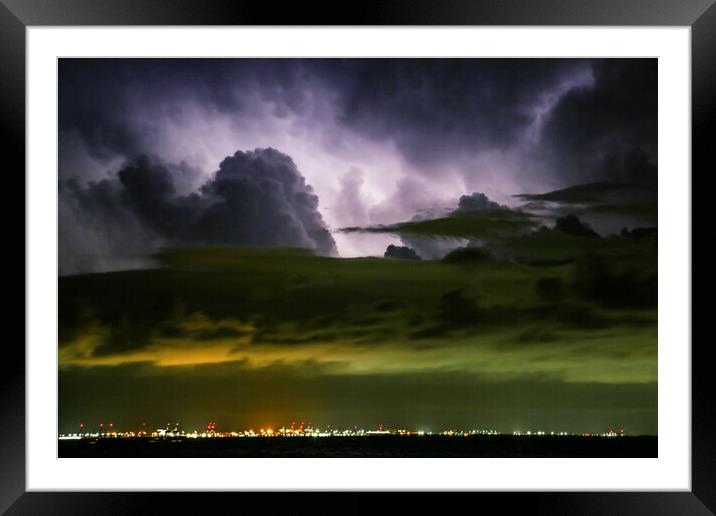 Light Show on a Cloudy Sky Framed Mounted Print by Antonio Ribeiro