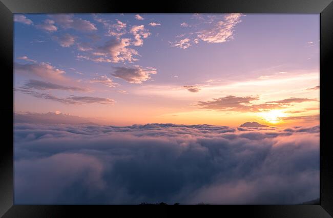 Landscape of view of Sunrise over the Cloud  Framed Print by Ambir Tolang