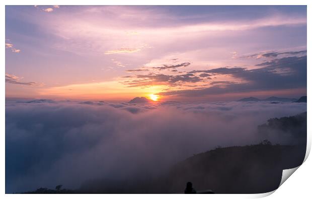 Landscape of view of Sunrise over the Cloud  Print by Ambir Tolang