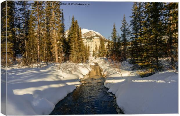 Winter's Touch at Lake Louise Canvas Print by rawshutterbug 