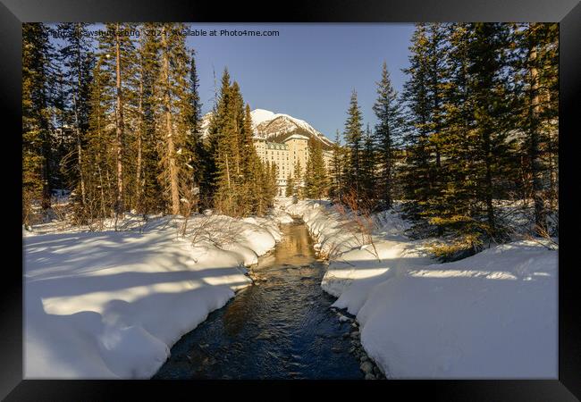 Winter's Touch at Lake Louise Framed Print by rawshutterbug 