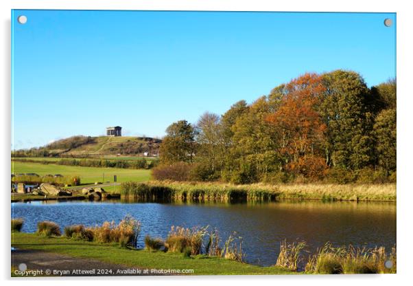 Herrington Country Park and Penshaw Monument Acrylic by Bryan Attewell
