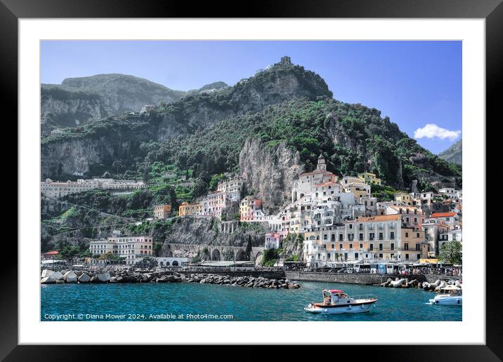 Amalfi Port and Coast Italy Framed Mounted Print by Diana Mower