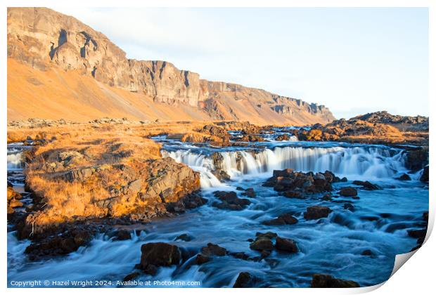 Fossalar waterfall, Iceland Print by Hazel Wright