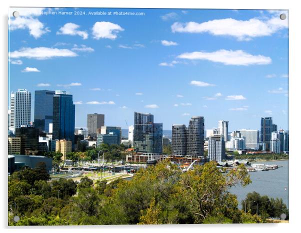 Perth Cityscape Acrylic by Stephen Hamer