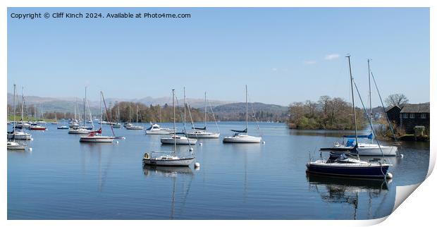 Across Lake Windermere Print by Cliff Kinch