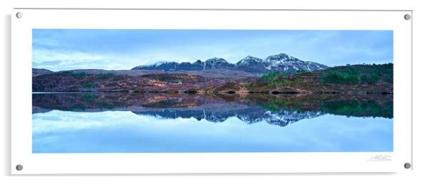 Assynt  in the Scottish highlands panorama in wint Acrylic by JC studios LRPS ARPS