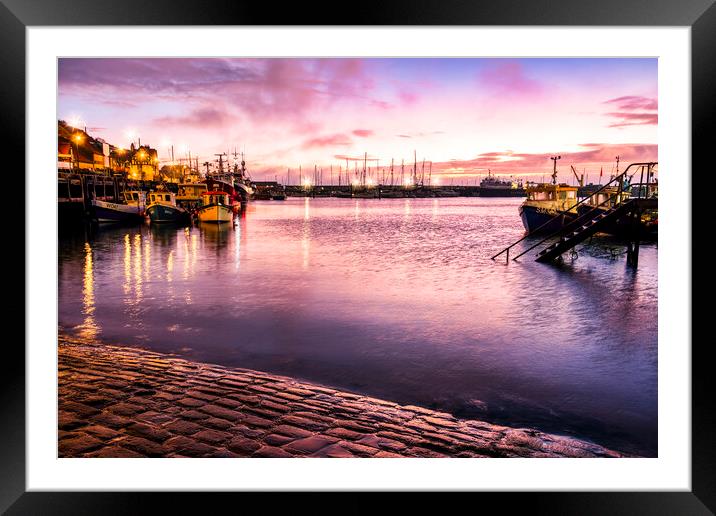 Another day start at Scarborough Harbour Framed Mounted Print by Tim Hill