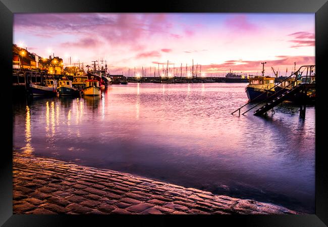 Another day start at Scarborough Harbour Framed Print by Tim Hill