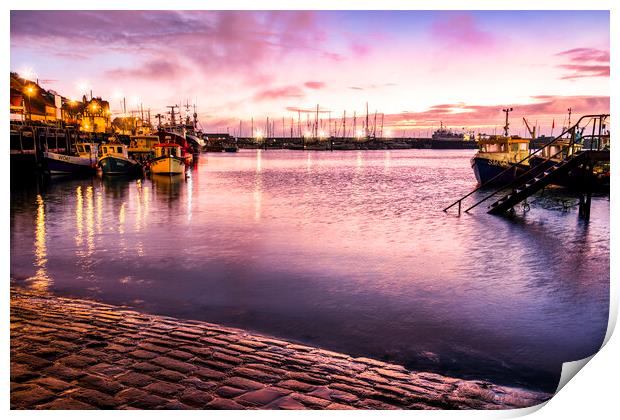 Another day start at Scarborough Harbour Print by Tim Hill