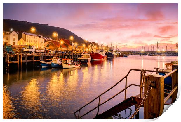 Scarborough Harbour at Dawn Print by Tim Hill