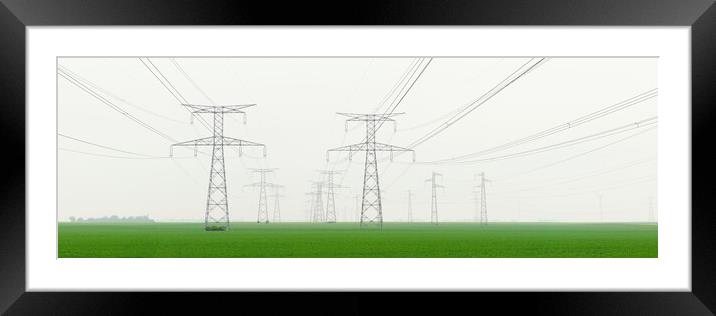 Electricity Pylons France Framed Mounted Print by Sonny Ryse