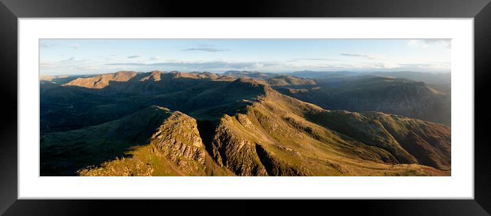 Crinkle crags aerial Lake District England Framed Mounted Print by Sonny Ryse