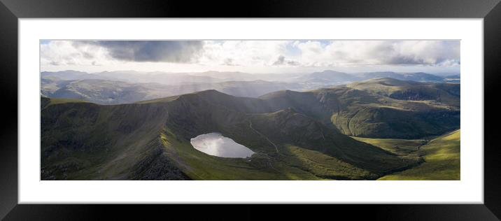 Helvellyn and striding edge Aerial Lake District Framed Mounted Print by Sonny Ryse