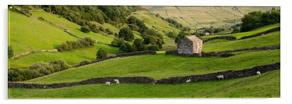 Swaledale dry stone walls and barns Yorkshire Dales Acrylic by Sonny Ryse