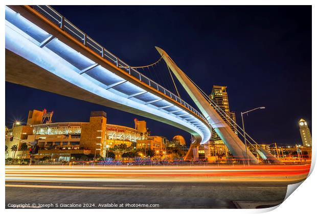 Downtown San Diego Night Lights Print by Joseph S Giacalone