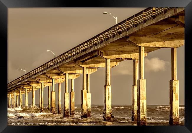 Golden Pillars - Ocean Beach Pier Framed Print by Joseph S Giacalone