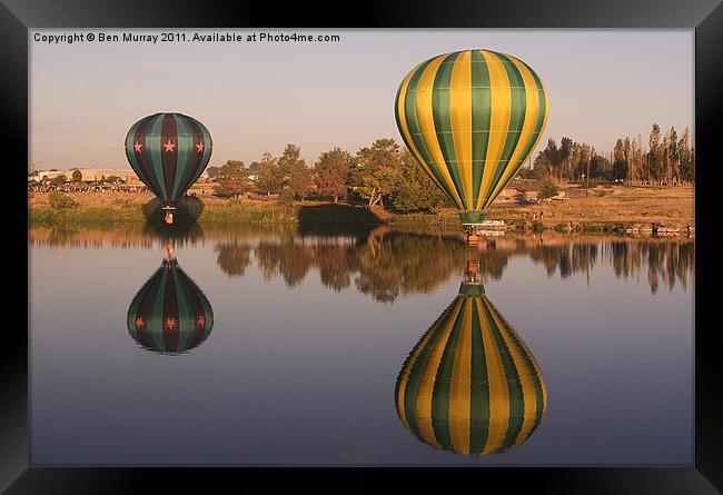 Hot Air Balloon Reflection Framed Print by Ben Murray