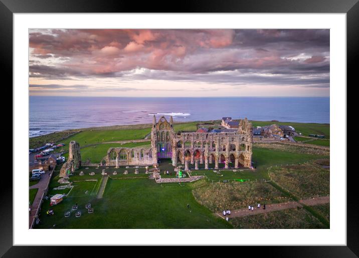 Whitby Abbey Sunset Framed Mounted Print by Apollo Aerial Photography