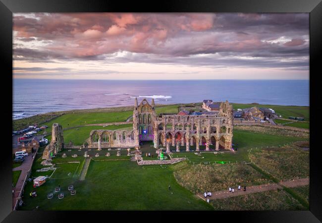 Whitby Abbey Sunset Framed Print by Apollo Aerial Photography