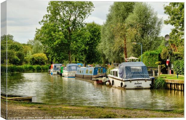 Canal Boats at Hoe Mill Lock Canvas Print by Diana Mower