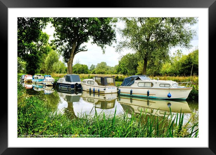 Canal Boats On the Chelmer Hoe Mill Framed Mounted Print by Diana Mower