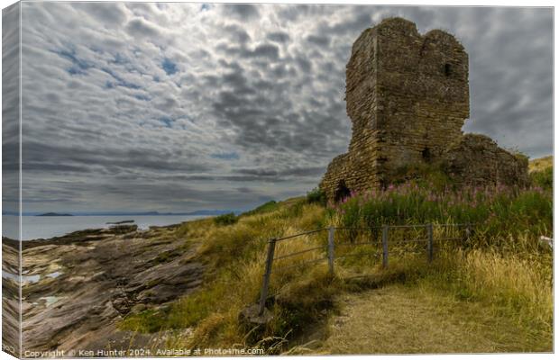 Seafield Castle (Tower) Canvas Print by Ken Hunter