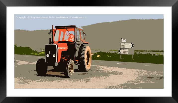 Red Tractor Framed Mounted Print by Stephen Hamer