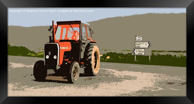 Red Tractor Framed Print by Stephen Hamer