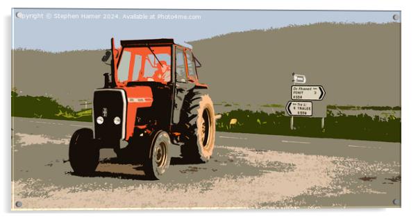 Red Tractor Acrylic by Stephen Hamer