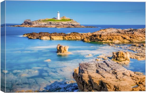 Godrevy Lighthouse in St Ives Bay Canvas Print by Tim Hill