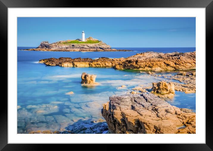Godrevy Lighthouse in St Ives Bay Framed Mounted Print by Tim Hill