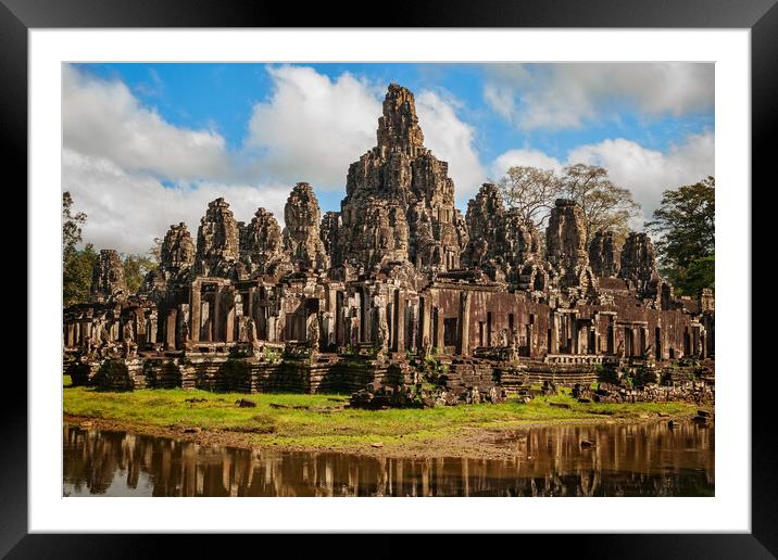 Bayon Temple Of Angkor Thom In Cambodia Framed Mounted Print by Artur Bogacki