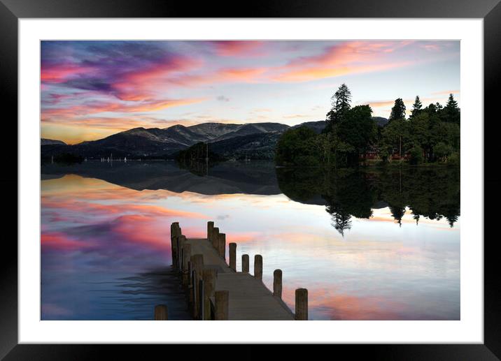 Lake Windermere Sunset Framed Mounted Print by Alison Chambers