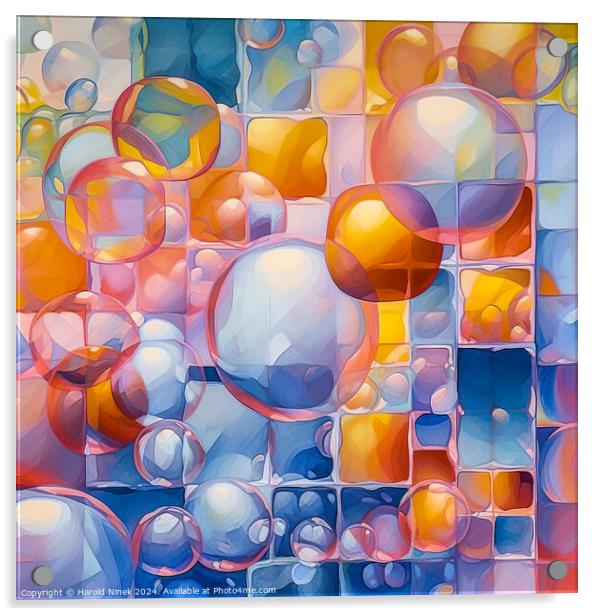 Bubbles and Blocks Acrylic by Harold Ninek