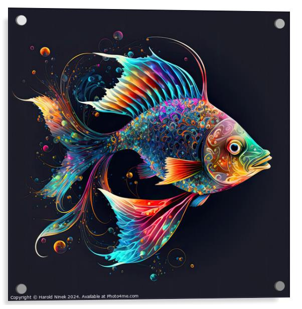 Psychedelic Fish Acrylic by Harold Ninek
