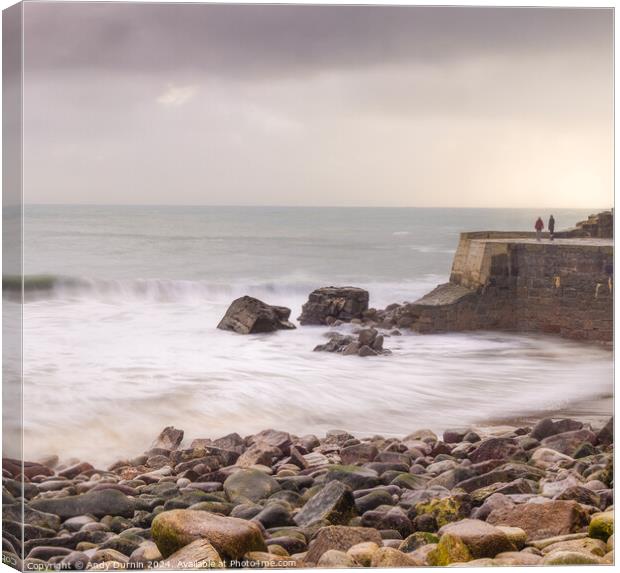 Harmony Amidst the Tempest: Lamorna Cove Canvas Print by Andy Durnin