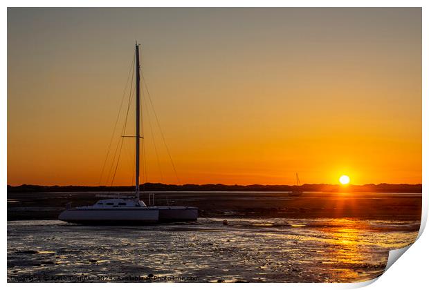 Boats moored at Ravenglass at Sunset Print by Keith Douglas