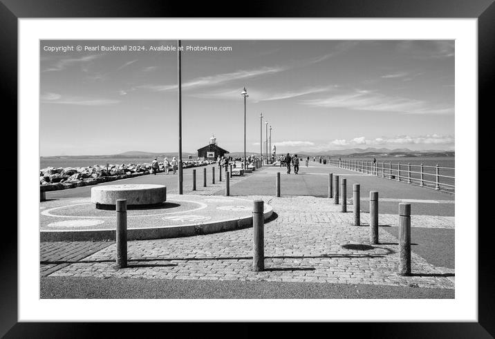 Morecambe Stone Jetty Lancashire Black and White Framed Mounted Print by Pearl Bucknall