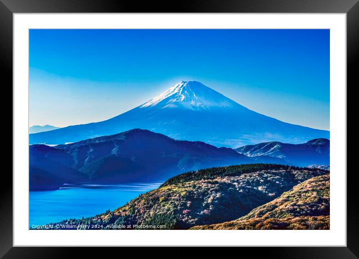 Colorful Mount Fuji Lookout Lake Ashiniko Hakone Kanagawa Japan  Framed Mounted Print by William Perry