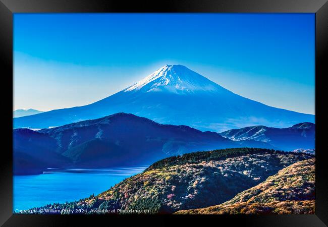 Colorful Mount Fuji Lookout Lake Ashiniko Hakone Kanagawa Japan  Framed Print by William Perry