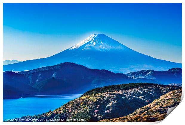 Colorful Mount Fuji Lookout Lake Ashiniko Hakone Kanagawa Japan  Print by William Perry