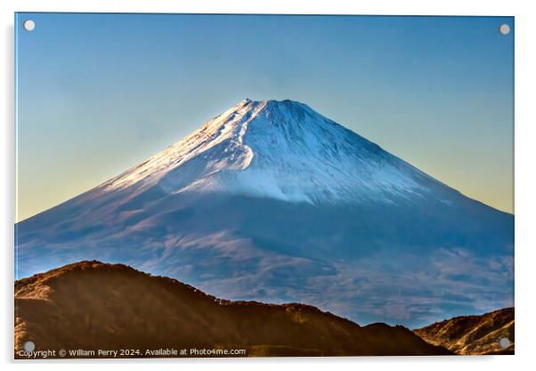 Colorful Mount Fuji Lookout Ridge Kanagawa Japan  Acrylic by William Perry