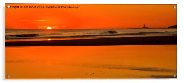 Red Sunrise Panorama Acrylic by Jim Jones