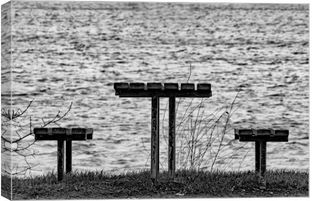 Bench's and Picnic Table Canvas Print by Glen Allen