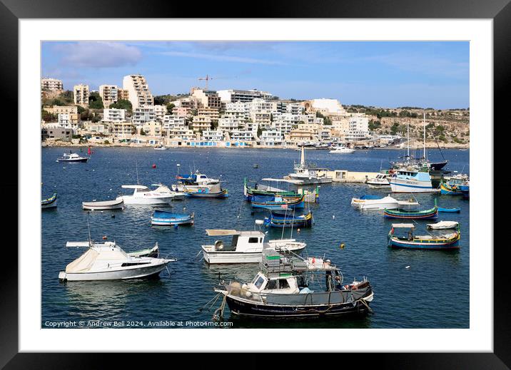Xemxeij Bay Malta Framed Mounted Print by Andrew Bell